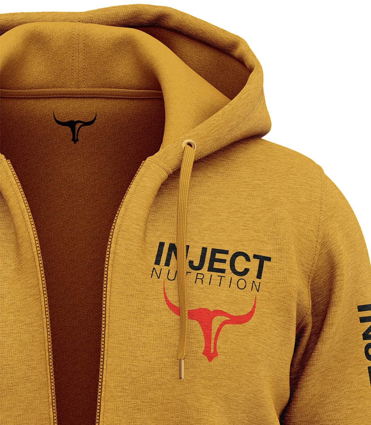 INJECT NUTRITION Felpe ZIP Felpa Cappuccio Zip Ocra Logo Toro