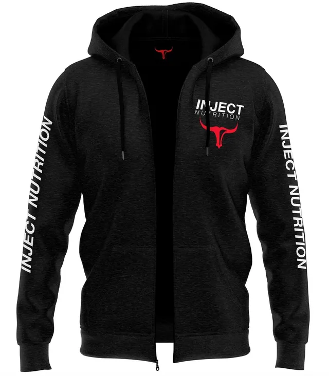 INJECT NUTRITION Felpe ZIP Felpa Cappuccio Zip Felpata Nera