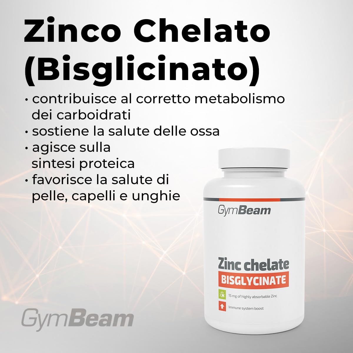 GymBeam Zinco Bisglicinato 15 mg Integratore 90 Compresse