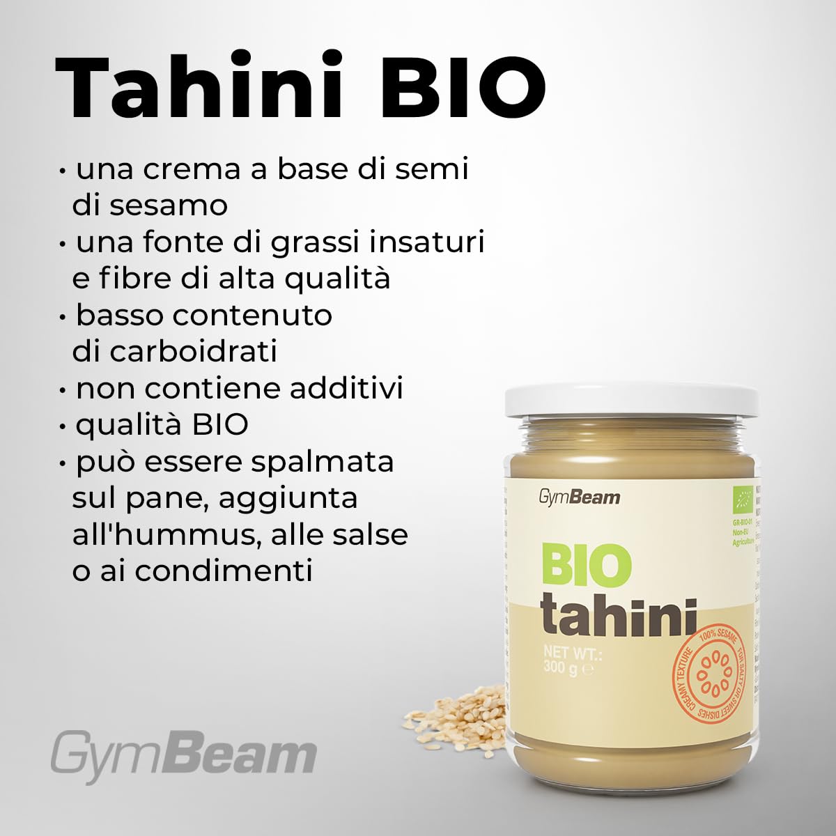 GymBeam Alimentazione Crema Tahini BIO 3x300g low carb