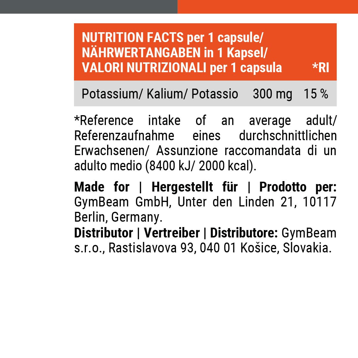 GymBeam Minerali Potassio Citrato Capsule 60 cps 300 mg