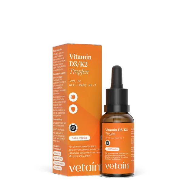 Vetain Vitamine Minerali Vitamina D3 K2 Gocce 1000 UI Vegano
