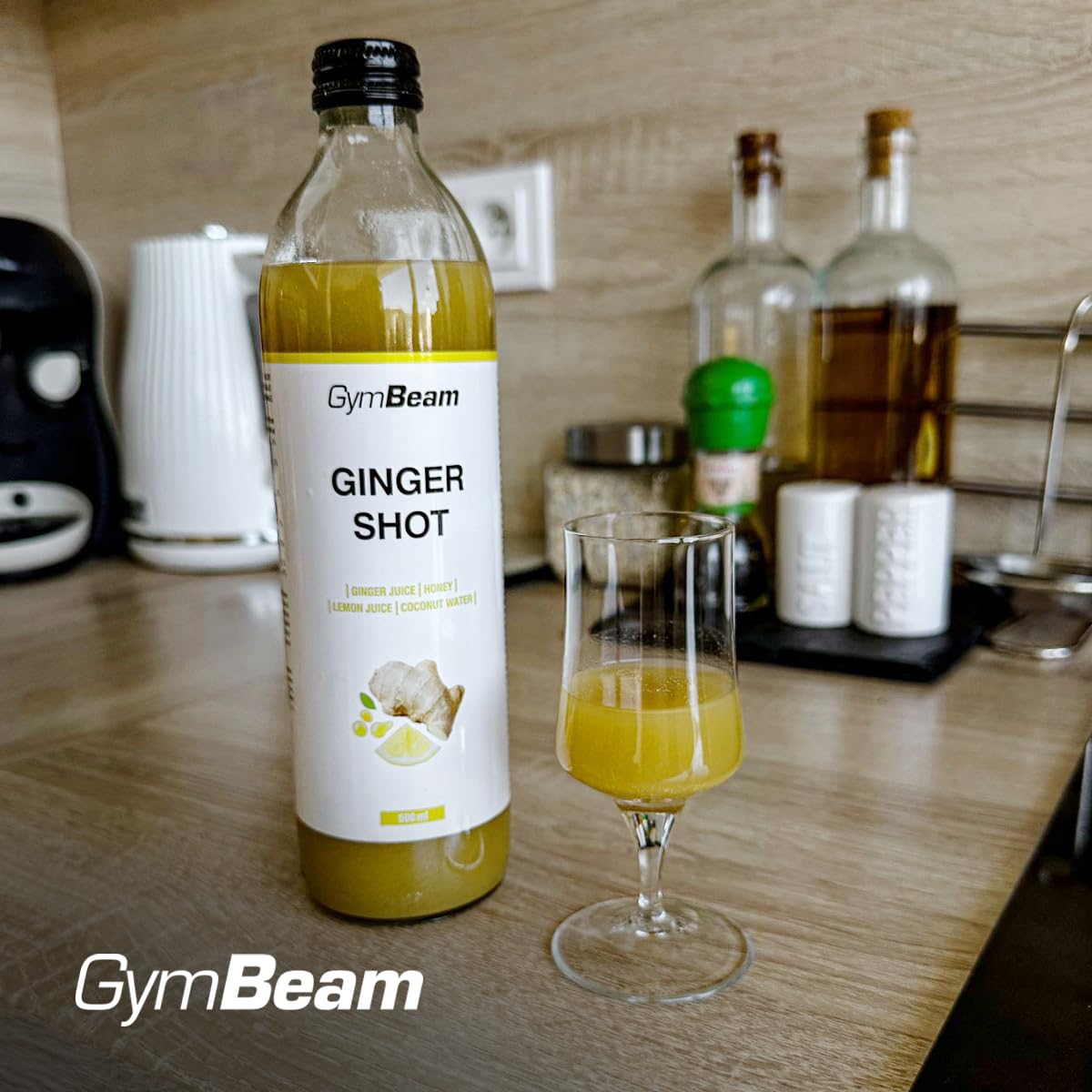 GymBeam Shot Zenzero succo 500 ml miele e limone