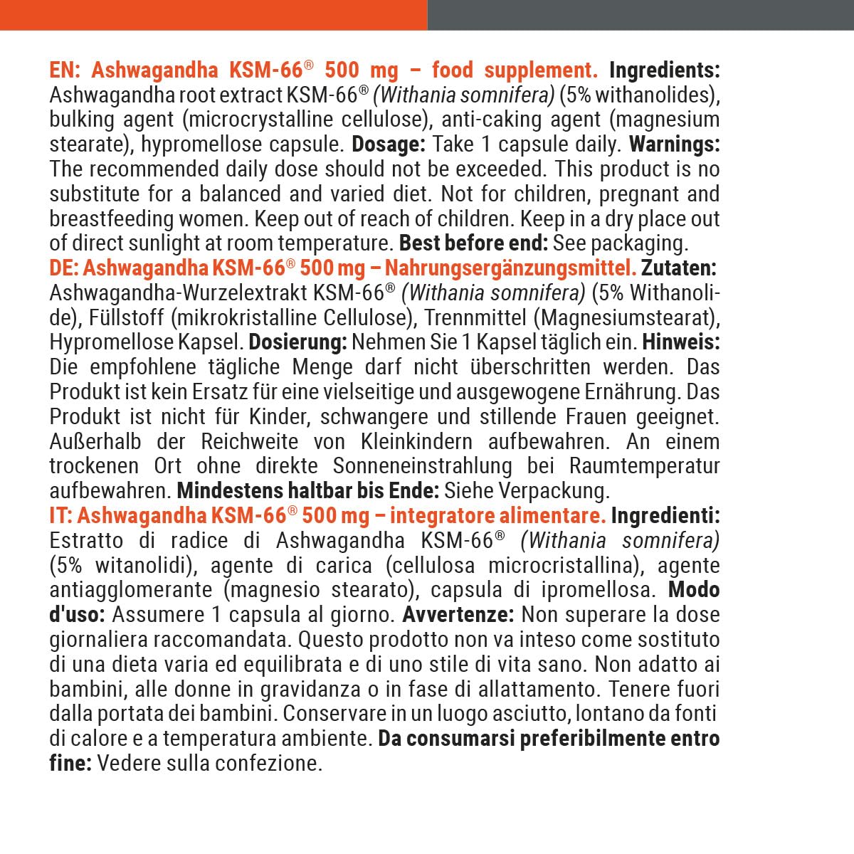 GymBeam Ashwagandha KSM-66 500 mg Capsule Stress