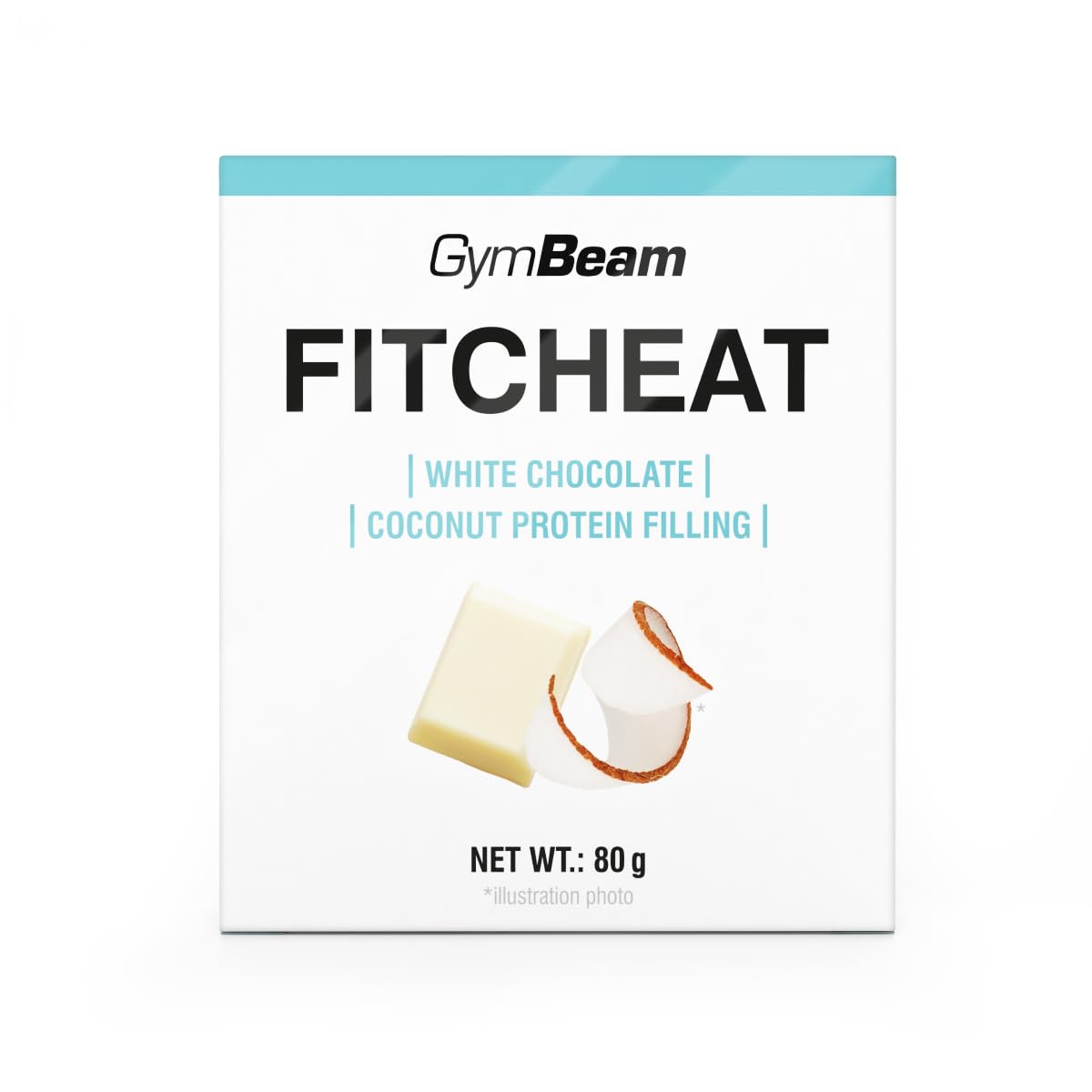 GymBeam Fitcheat Cioccolato Proteico Bianco Fragola 80g