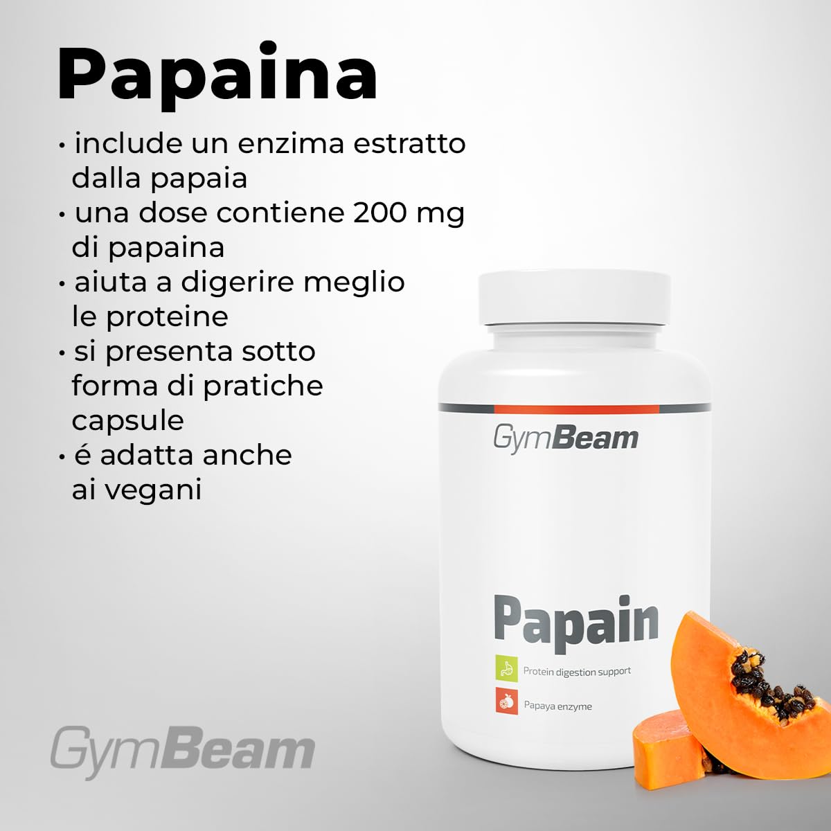 GymBeam Papaina 90 capsule vegane 200mg digestione