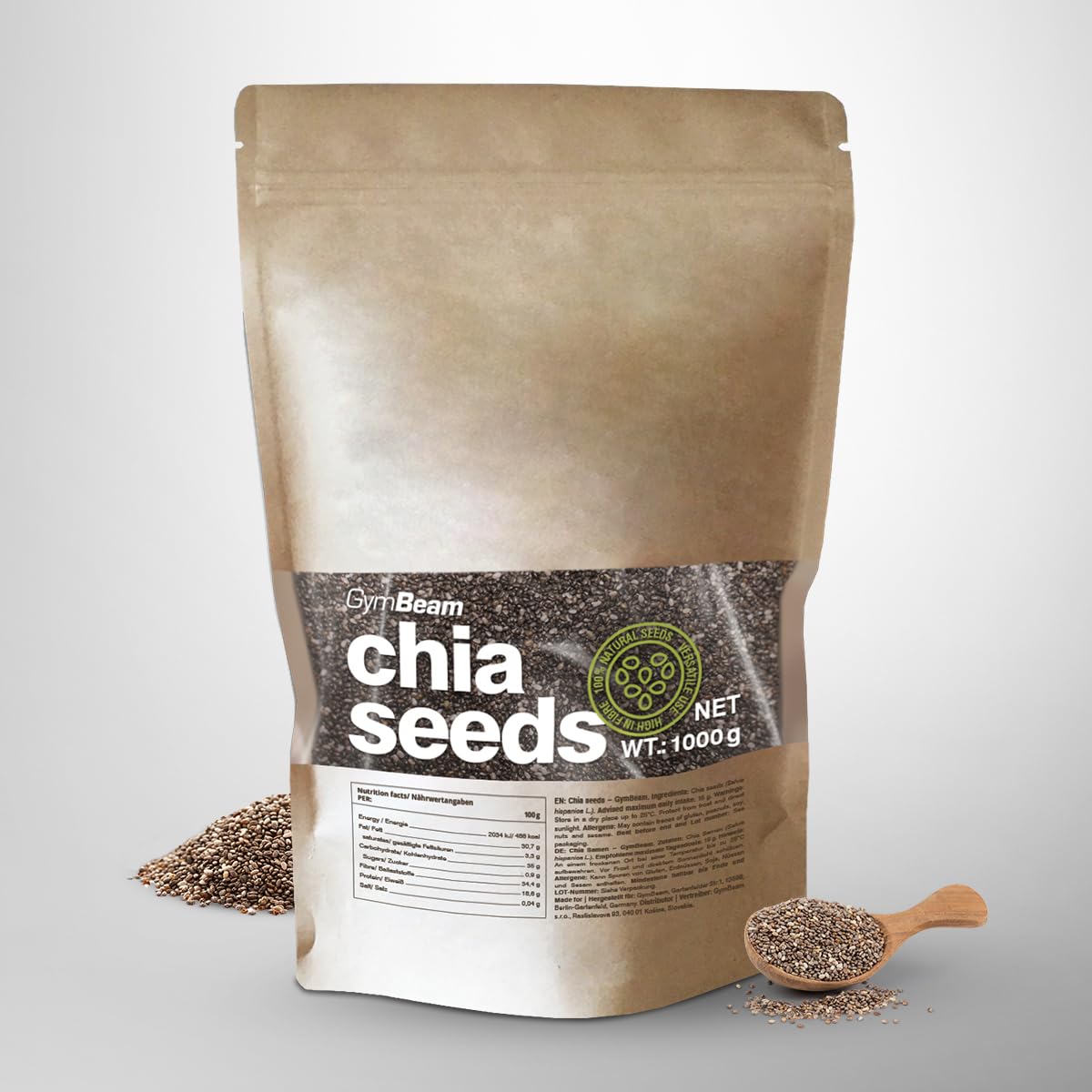 GymBeam Alimentazione Semi di Chia superfood 900g vegani