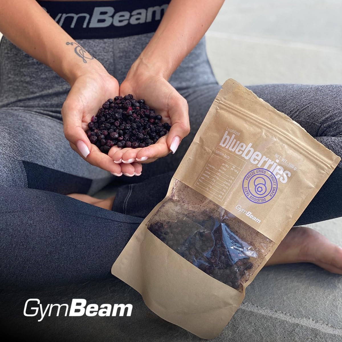 GymBeam Mirtilli Liofilizzati 100 g Snack Senza Zuccheri