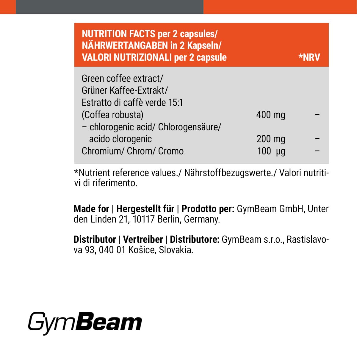 GymBeam Caffè Verde capsule 120 cps acido clorogenico