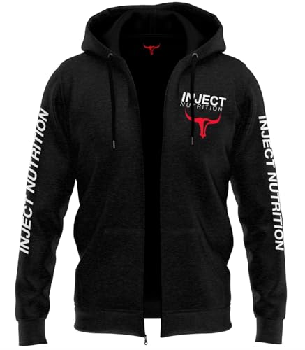 INJECT NUTRITION Felpe ZIP Felpa Cappuccio Zip Felpata Nera