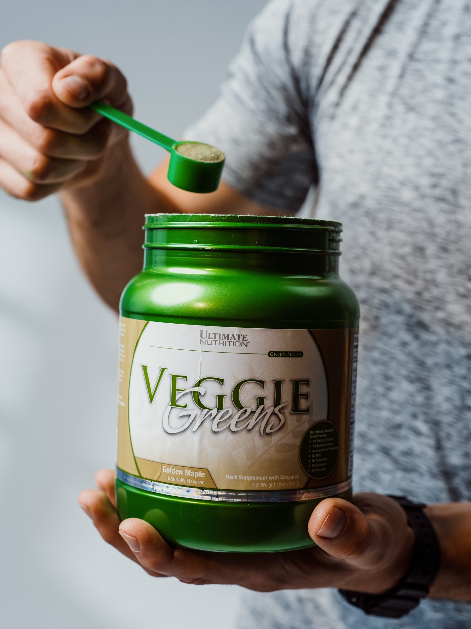 Ultimate Nutrition Veggie Greens polvere gusto Golden Maple vegan