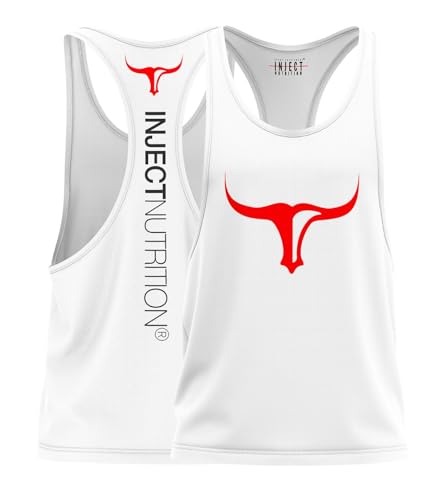 Inject Canotte Tank Top Bianco Torus Rosso Unisex Palestra