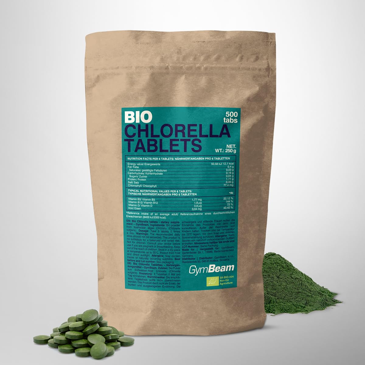 GymBeam Clorella Bio compresse Chlorella 500 tabs detox