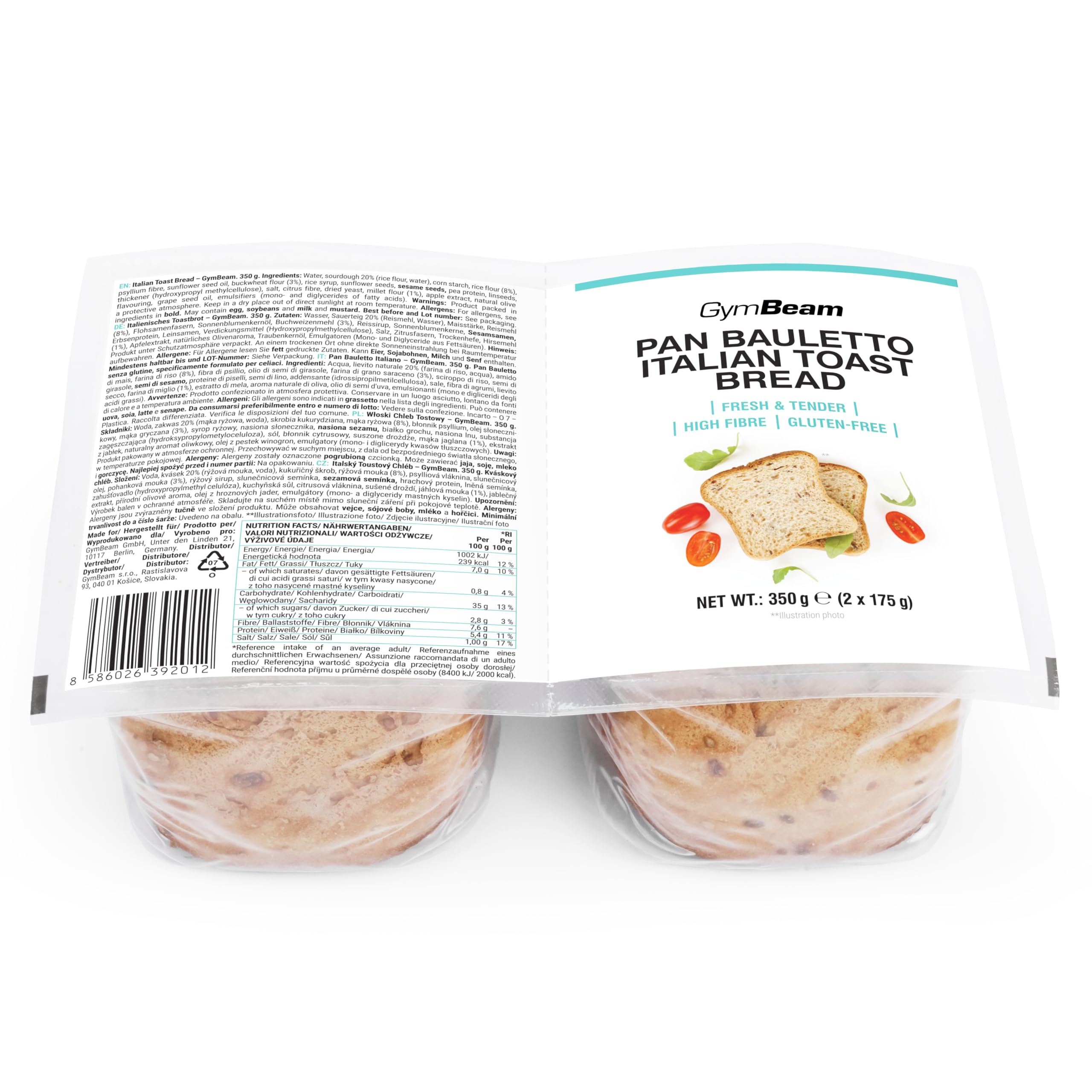 GymBeam Pane Bauletto Senza Glutine Semi Fibre 350 g