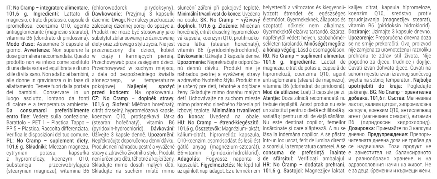 GymBeam No Cramp Integratore 120 Capsule Magnesio Potassio