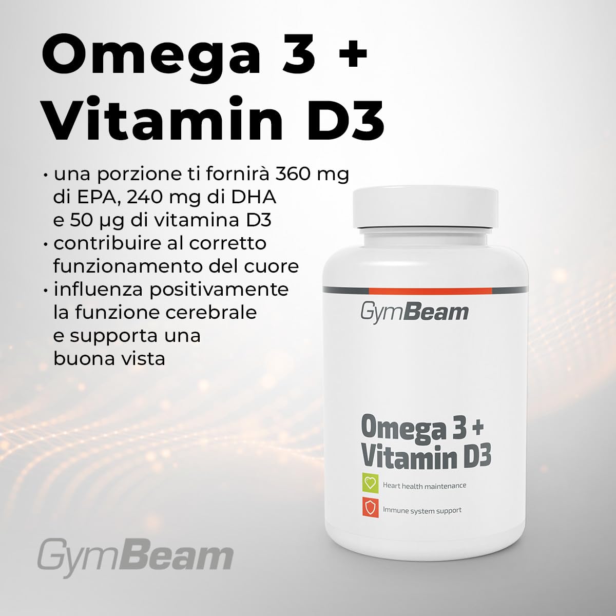 GymBeam Grassi Sani Omega 3 D3 90 capsule EPA DHA cuore