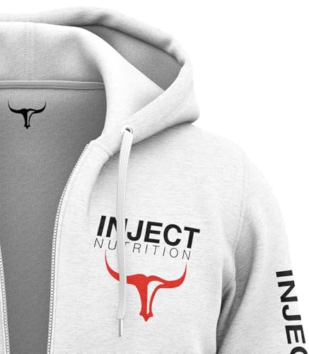 INJECT NUTRITION Felpe ZIP Felpa Cappuccio Zip Bianca Logo