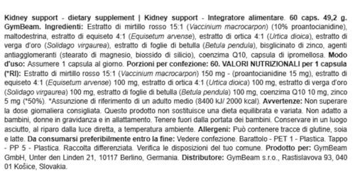 GymBeam Kidney Support 60 cps Integratore Reni Zinco