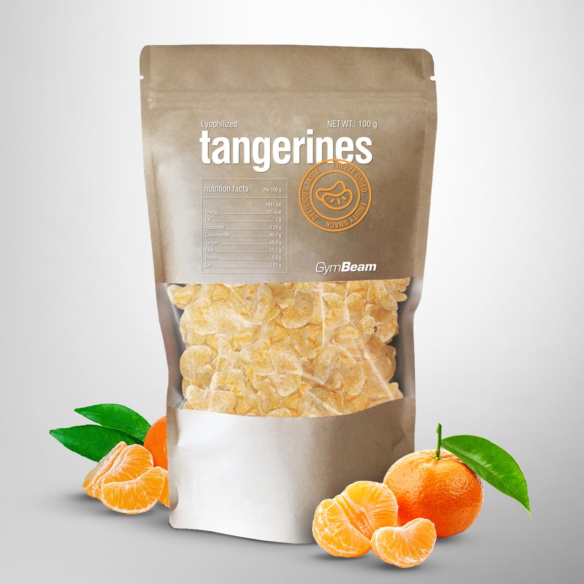 GymBeam Mandarini Liofilizzati Frutta Croccante 100 g Senza Zuccheri