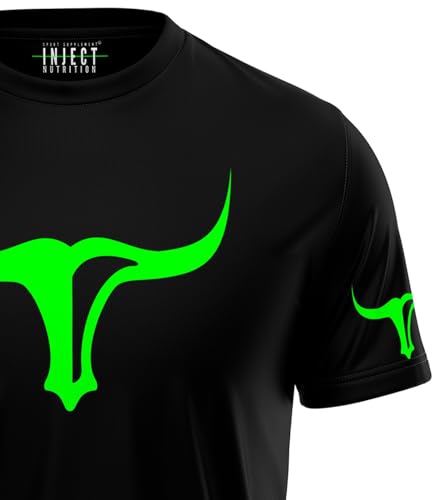 Inject Nutrition T-Shirt Torus maglietta cotone nero logo fluo 155 g/m²