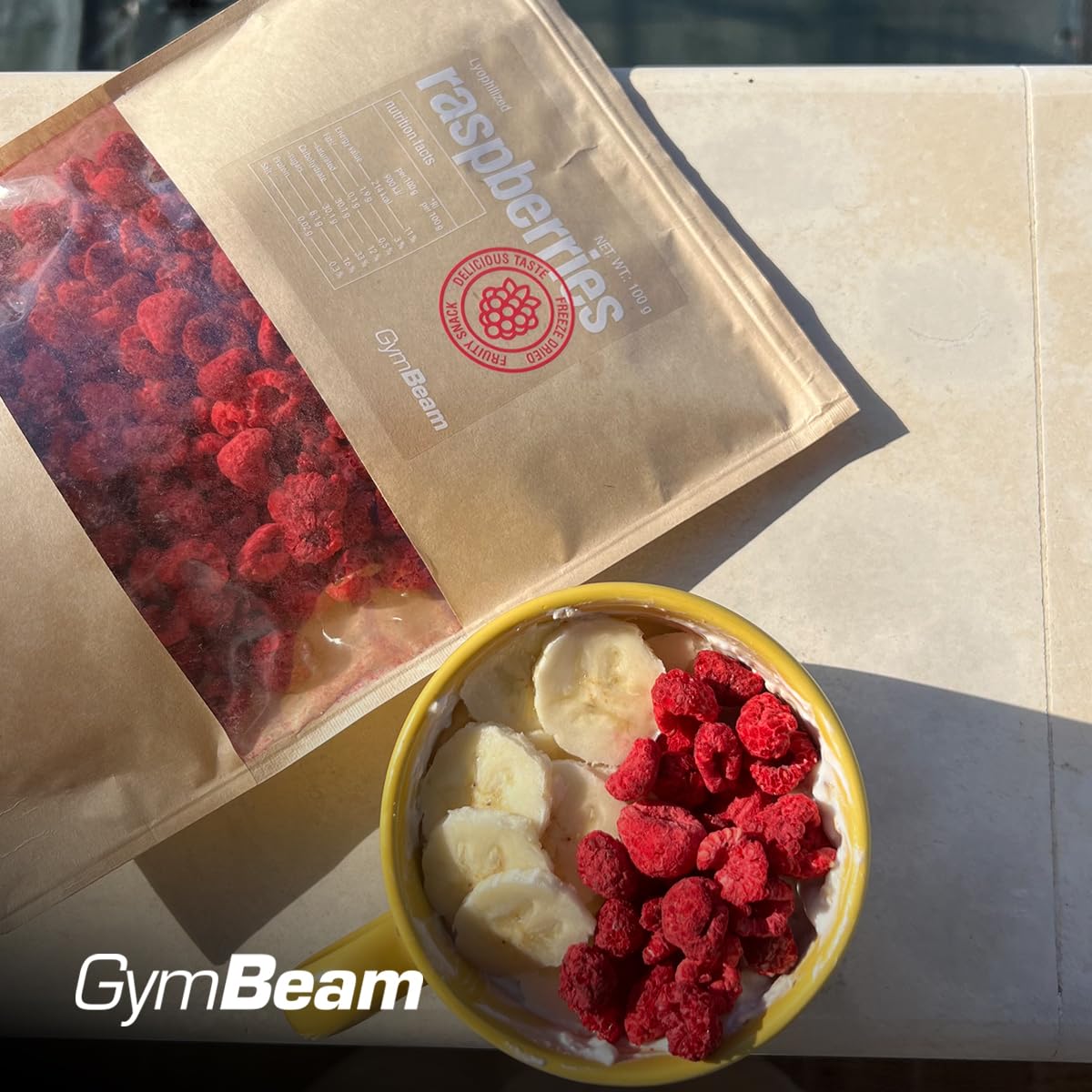 GymBeam Lamponi Liofilizzati Frutta Liofilizzata 100 g Senza Zuccheri