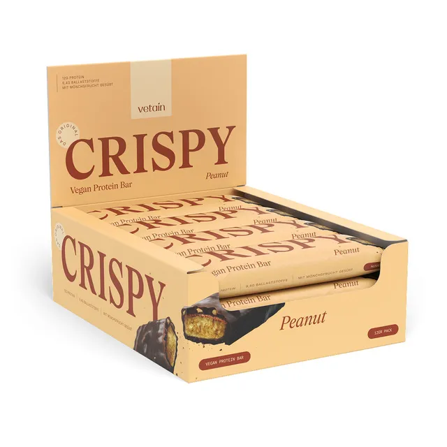Vetain Crispy barretta proteica peanut 12 pezzi vegana