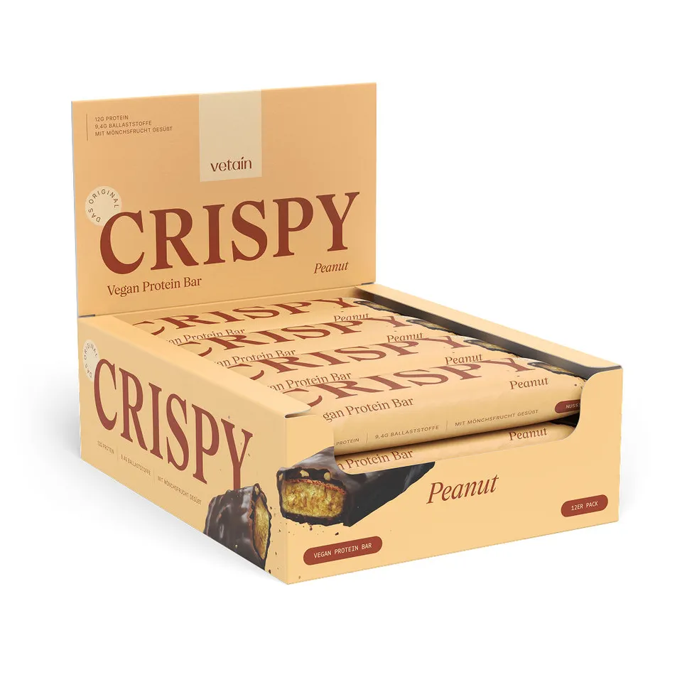 Vetain Crispy barretta proteica peanut 12 pezzi vegana