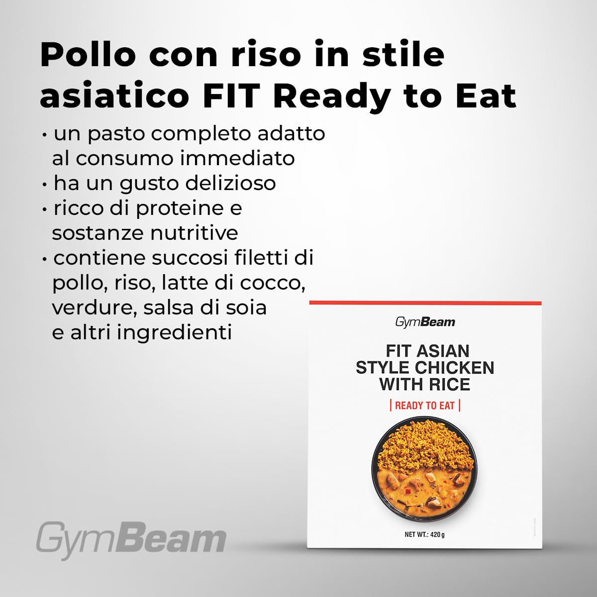 GymBeam Proteine Pollo Riso Asiatico pasto pronto 420g cocco