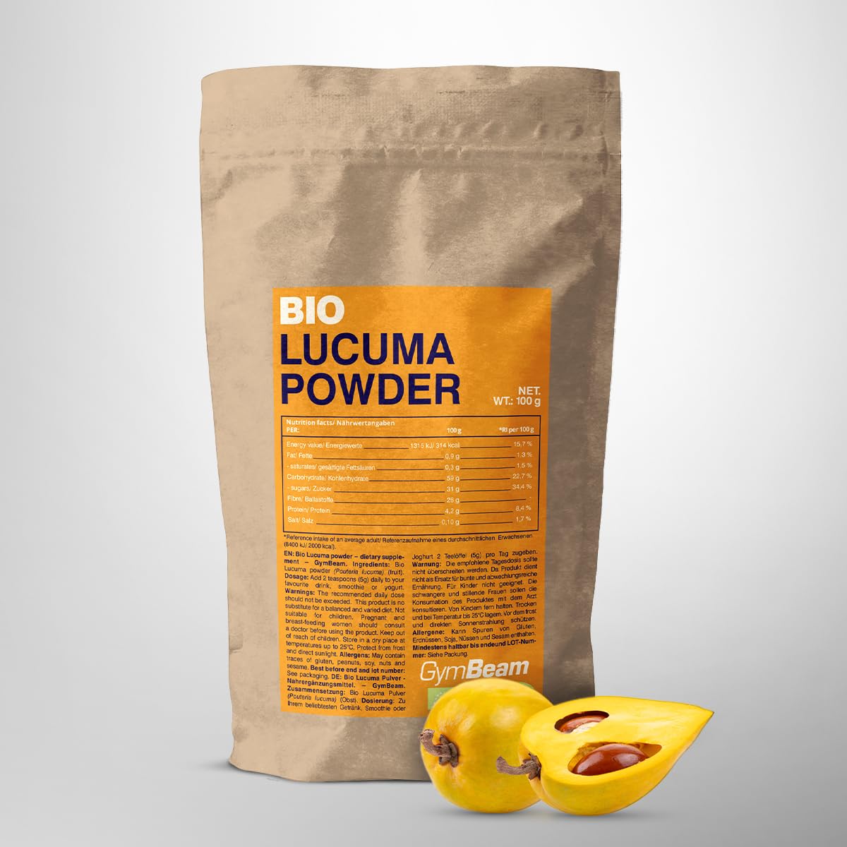 GymBeam Lucuma Bio Polvere 100 g Fibre Vegana