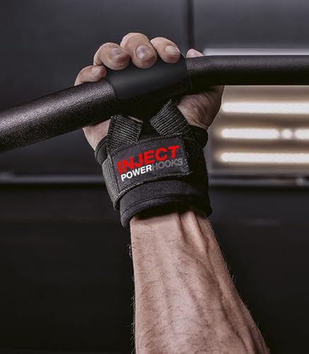 Inject Nutrition Accessori Training Power Hooks Ganci Neri Acciaio
