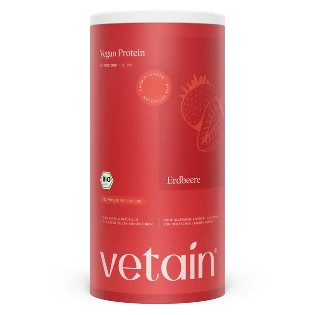 Vetain Vegan Protein Fragola proteine in polvere 540g BIO