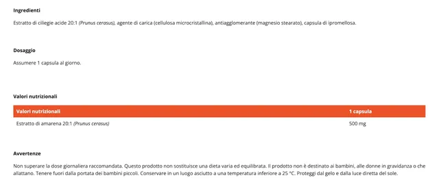 GymBeam Estratto Amarena 500 mg 90 Capsule Antiossidante