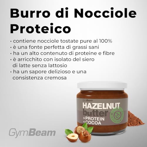 GymBeam Burro Nocciole 100% Crema Proteica 340 g Senza Lattosio
