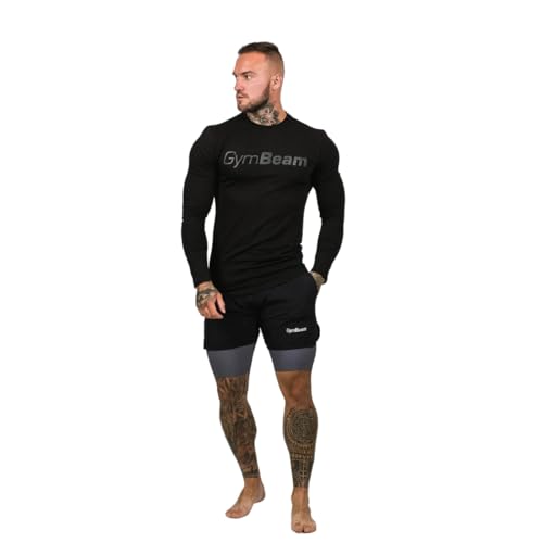 GymBeam 2in1 Pantaloncini Uomo Shorts Nero Grigio con tasche