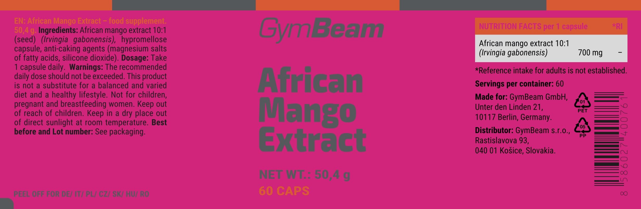 GymBeam Mango Africano 10:1 Capsule Vegane Gestione Peso