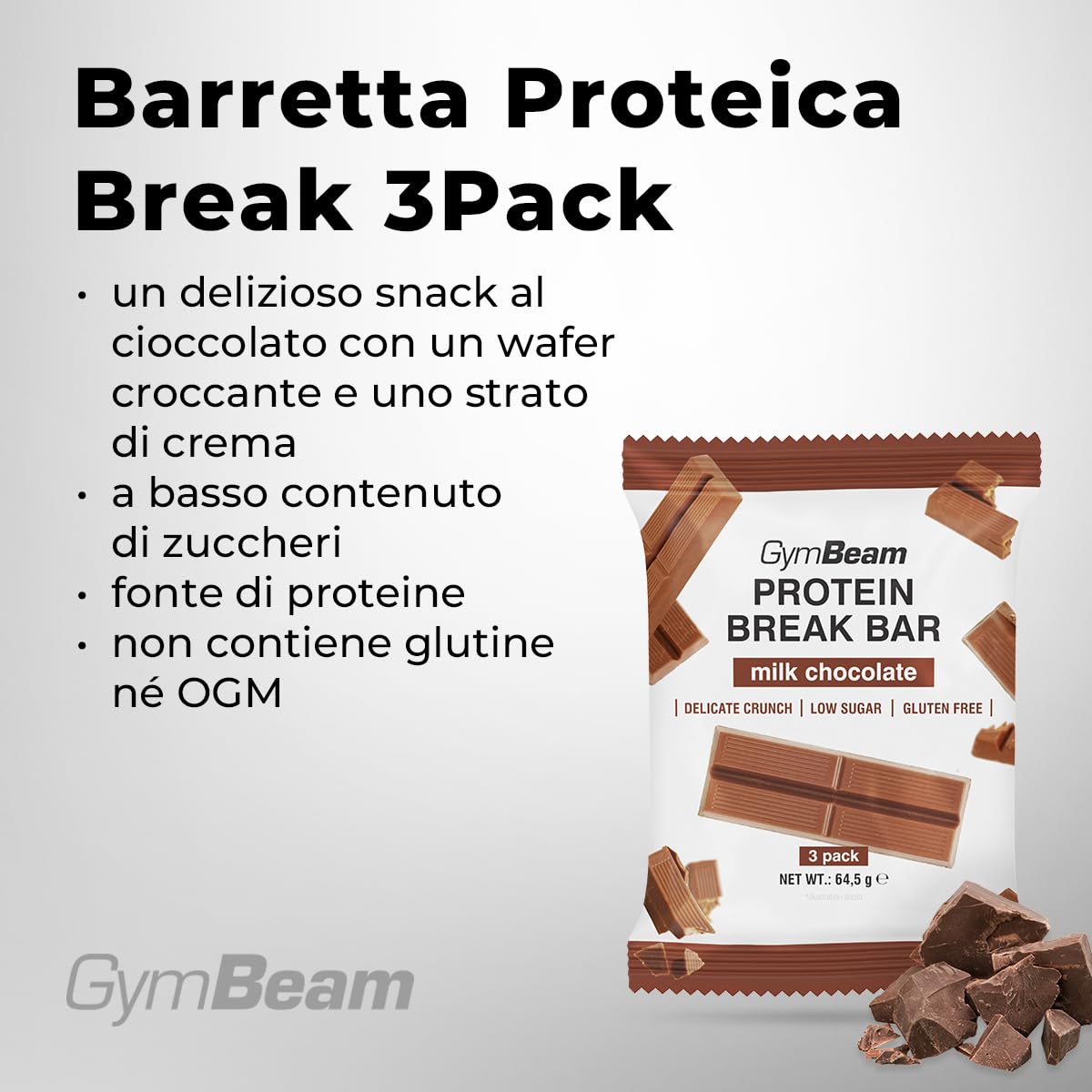 GymBeam Break barretta proteica 3Pack wafer basso zucchero