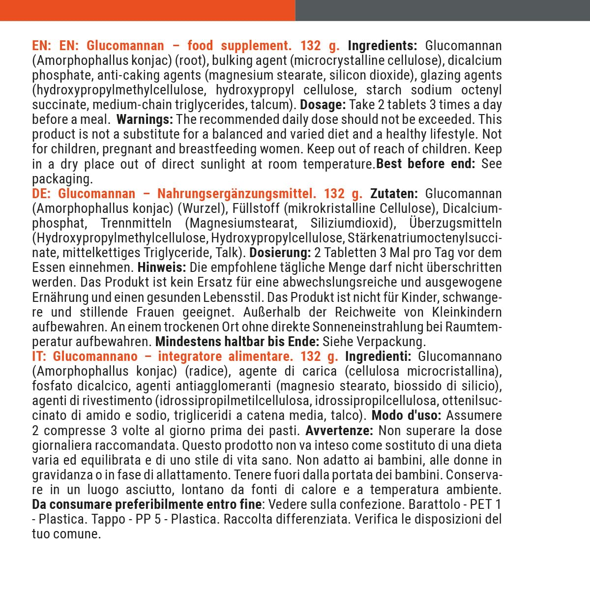GymBeam Bruciagrassi Glucomannano 120 cpr integratore fibra sazietà