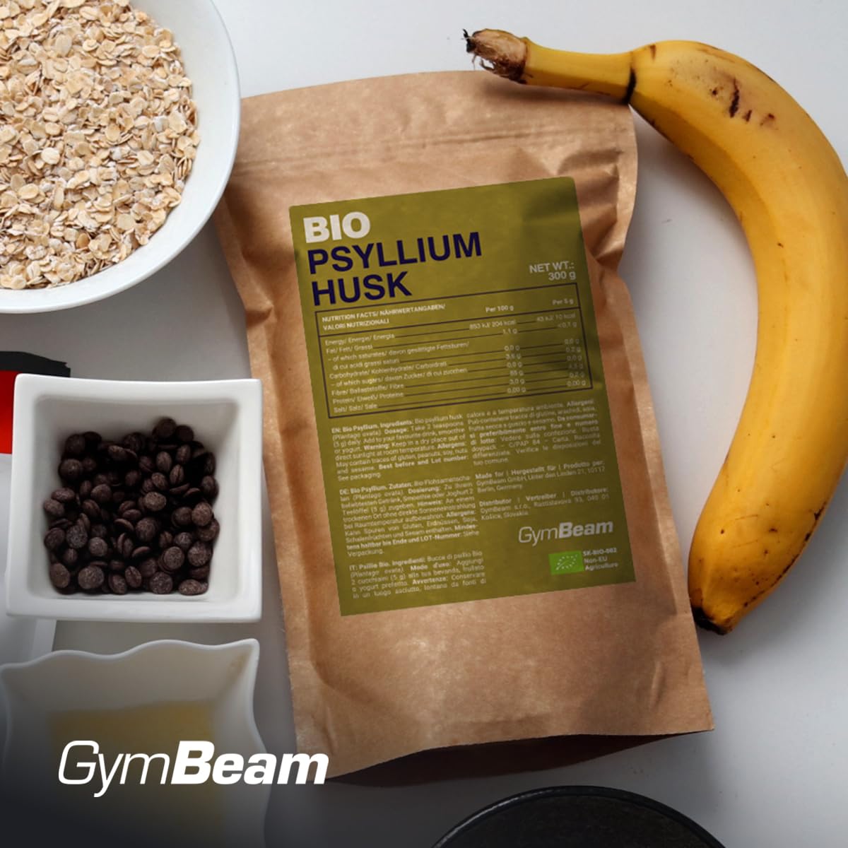 GymBeam Alimentazione Psillio Bio 300 g Fibra Vegana