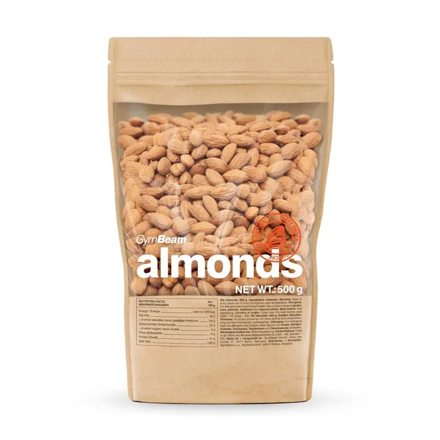 GymBeam Mandorle Sgusciate 500 g Snack Senza Sale