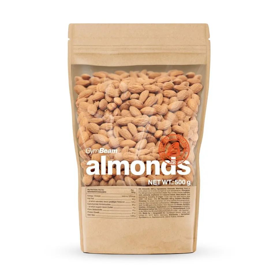GymBeam Mandorle Sgusciate 500 g Snack Senza Sale