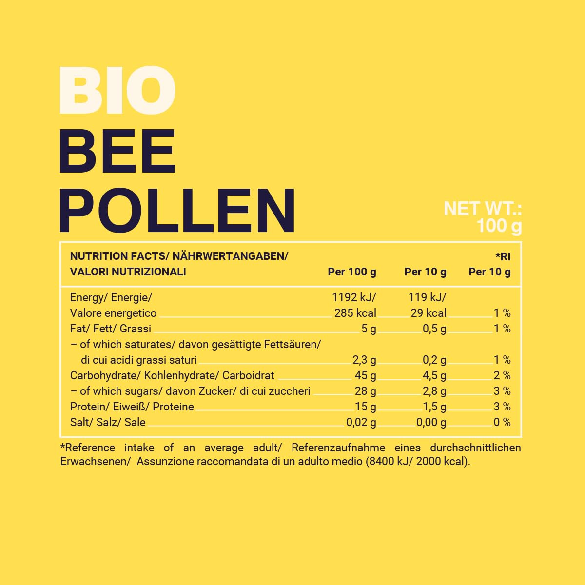 GymBeam Polline d’Api BIO superfood 100 g proteine