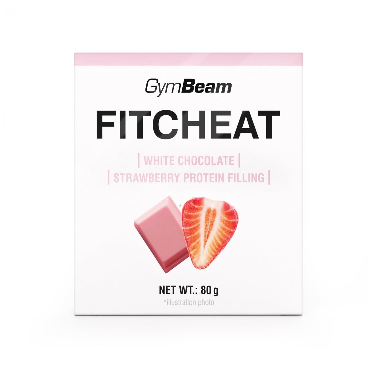 GymBeam Fitcheat Cioccolato Proteico Bianco Fragola 80g