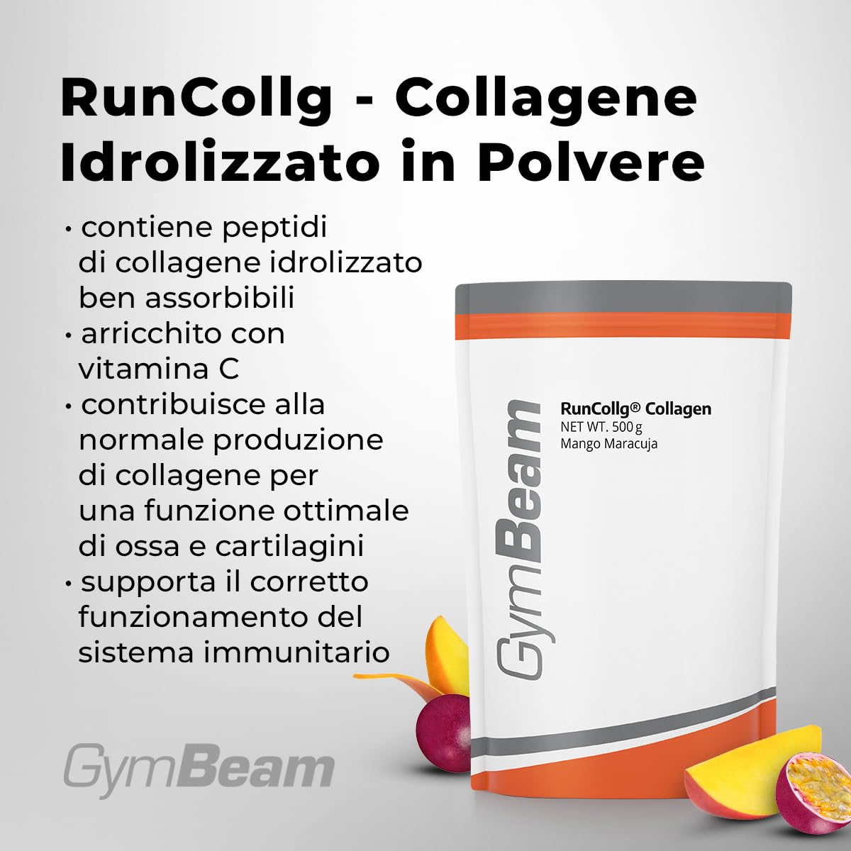 GymBeam Collagene Idrolizzato Polvere Mango-Maracuja Vit C