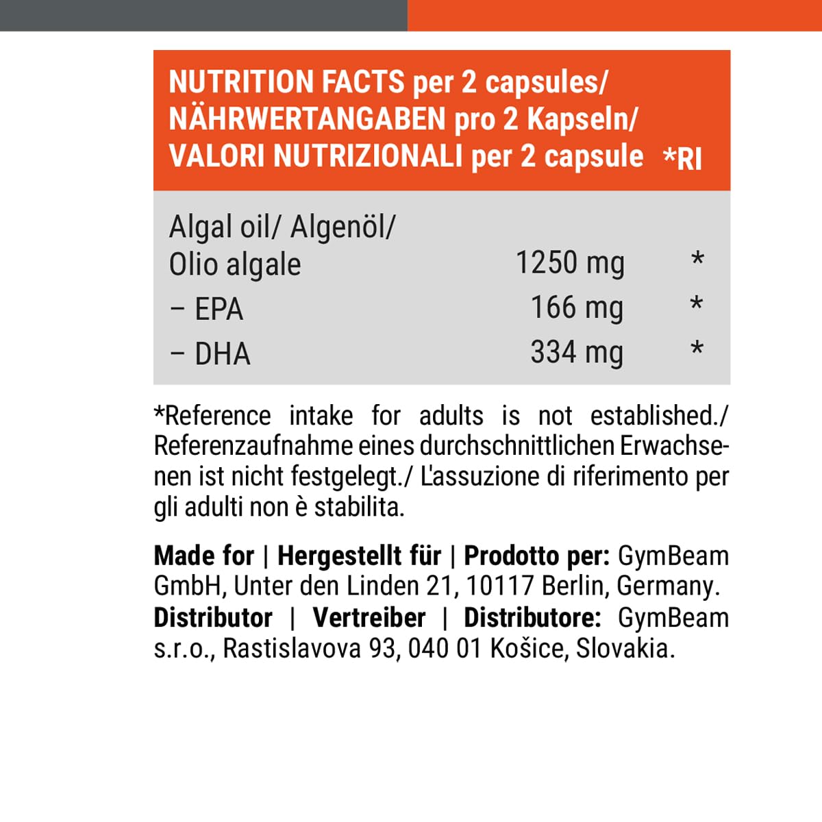 GymBeam Omega 3 Vegan 90 capsule olio di alghe DHA