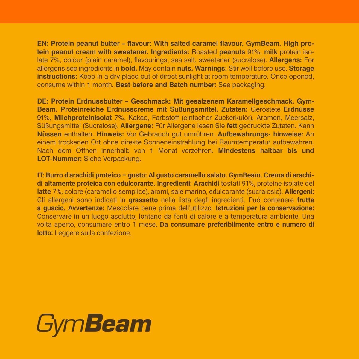 GymBeam Burro Arachidi Proteico cioccolato 900 g senza zuccheri