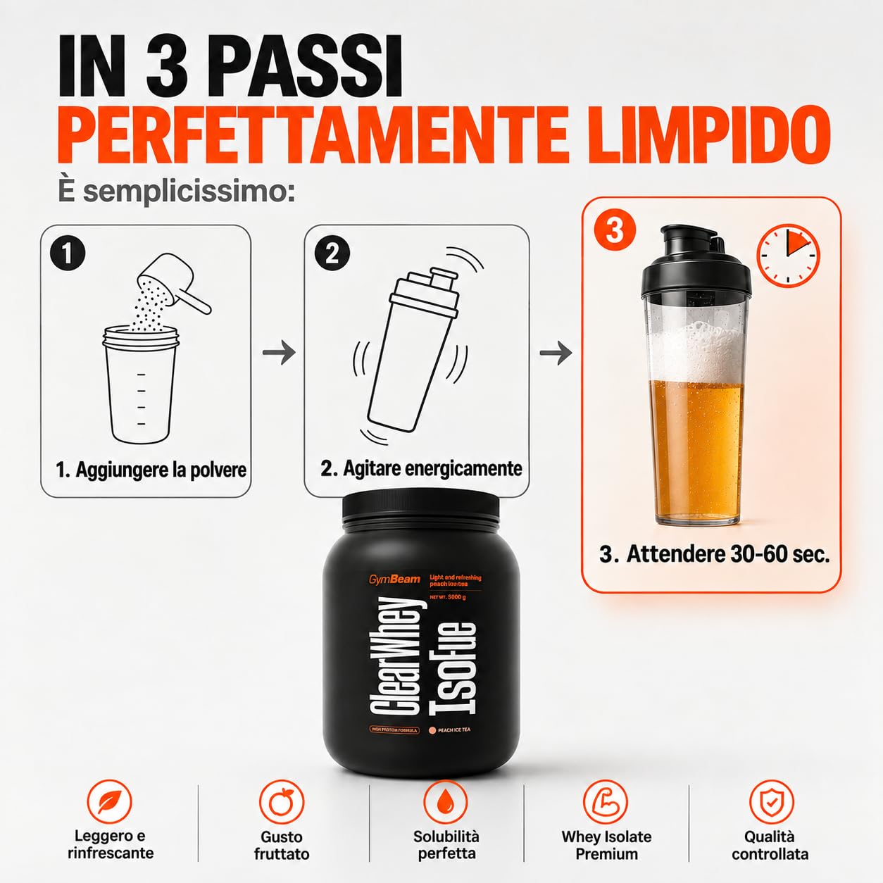 GymBeam Clear Whey isolate 1000 g gusto cocomero 88%