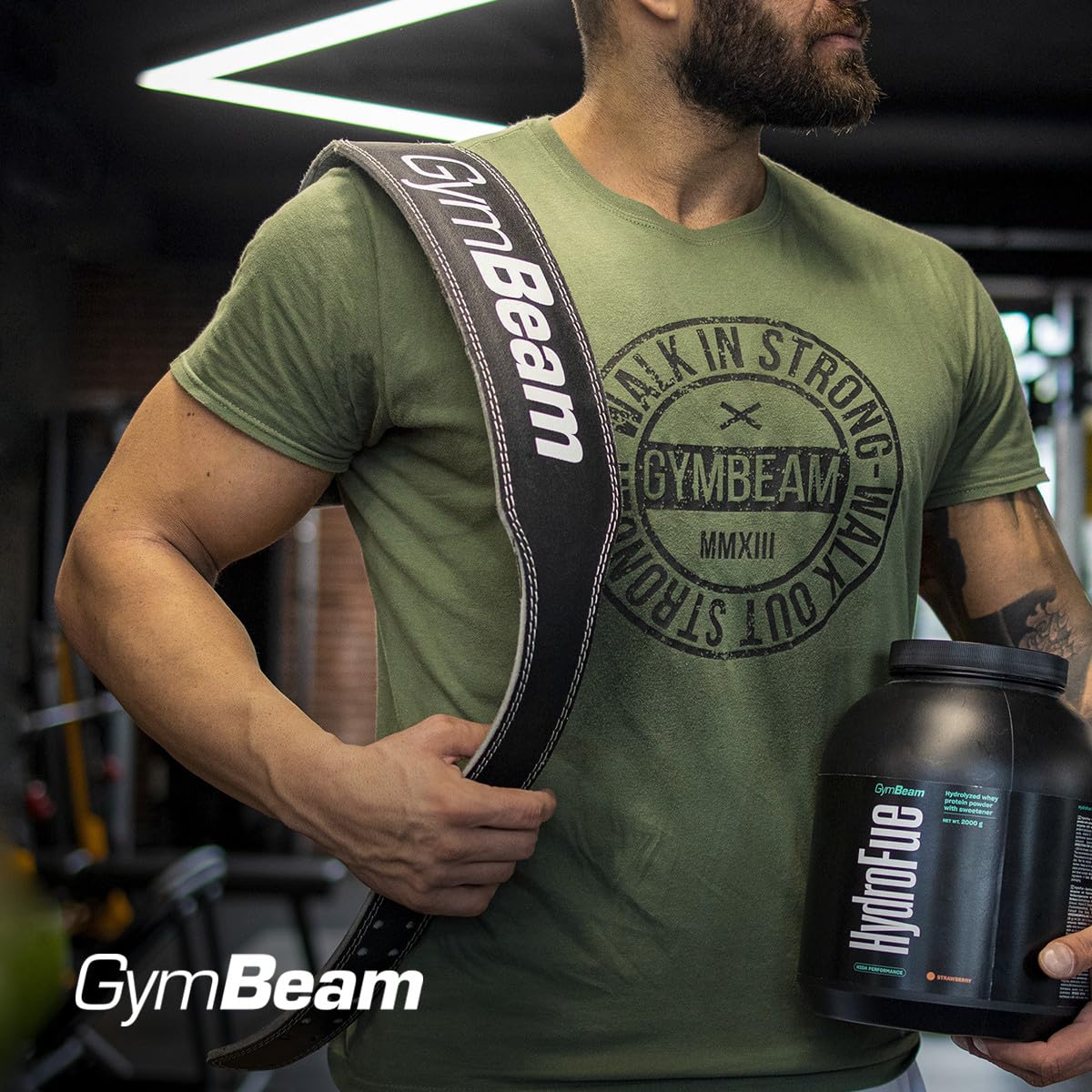 GymBeam Accessori Ronnie Cintura Palestra Pelle Fibbia 2 Punte