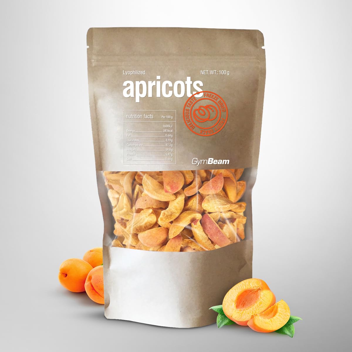 GymBeam Alimentazione Albicocche Liofilizzate Frutta Snack 100 g Croccante