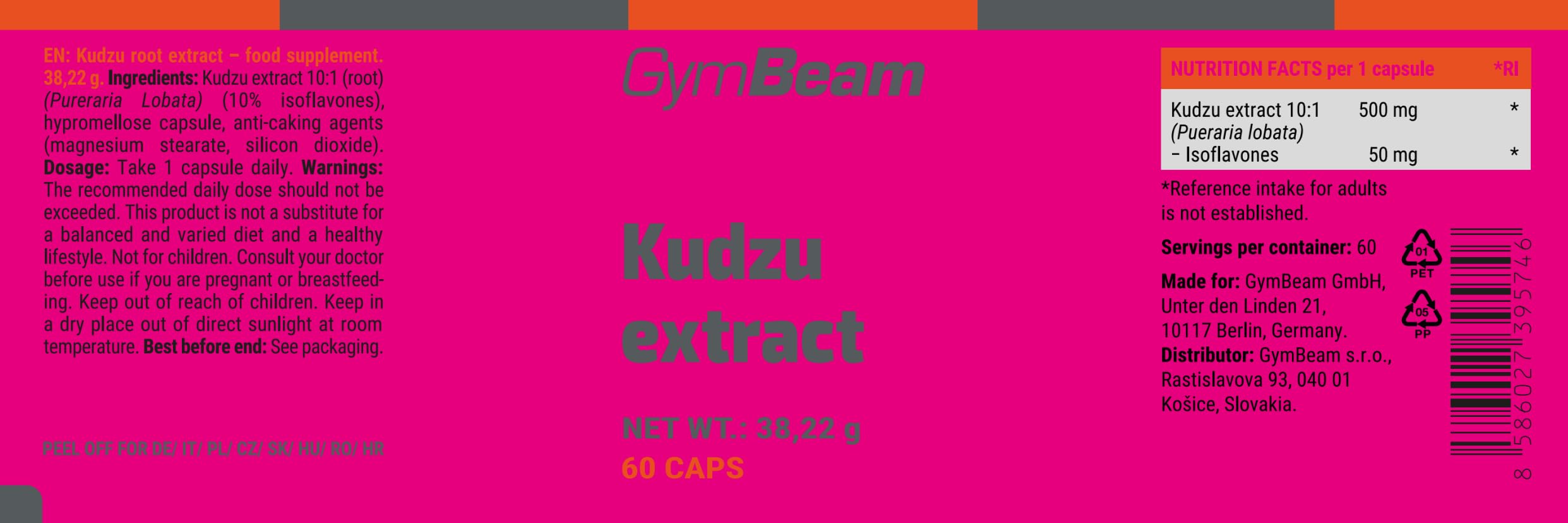 GymBeam Kudzu Estratto Integratore 60 Capsule Menopausa