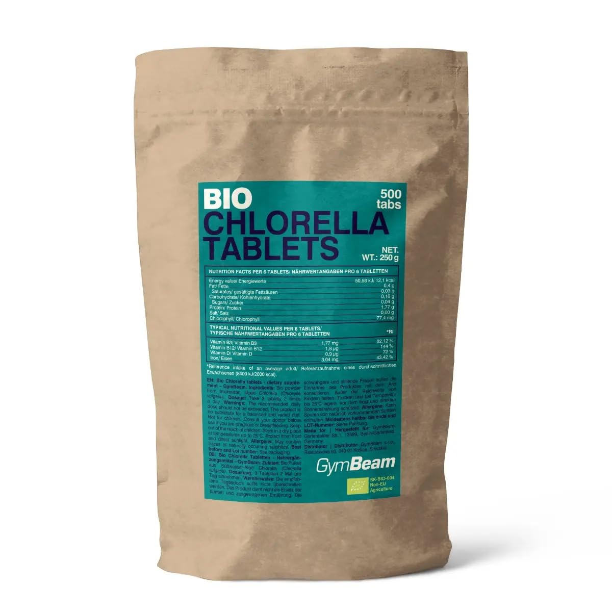 GymBeam Clorella Bio compresse Chlorella 500 tabs detox